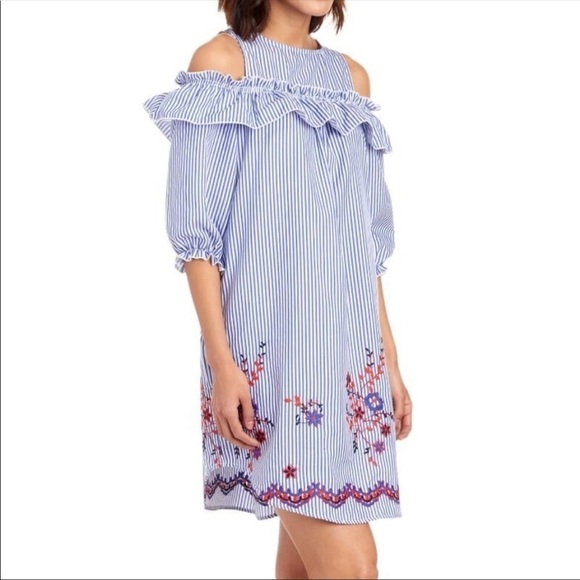 V BY VIOLET WEEKEND Striped Embroidered Dress XL - Picture 2 of 6